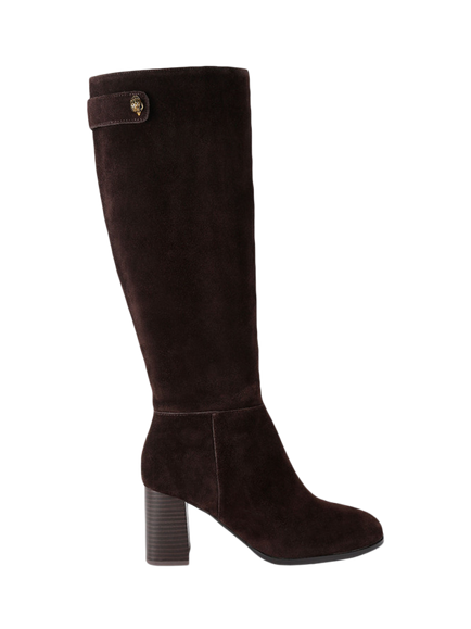 Kurt Geiger London Windsor Suede Knee High Boots, Dark Brown, Dark Brown