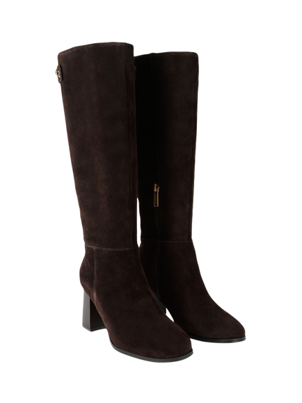 Kurt Geiger London Windsor Suede Knee High Boots, Dark Brown - view 2, Dark Brown