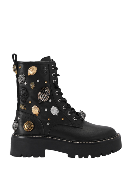 Kurt Geiger London Woolwich Eagle Embellished Leather Ankle Boots, Black/Multi, Black/Multi