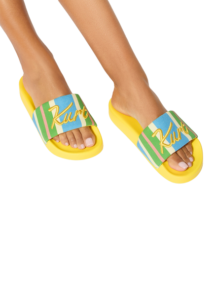 Kurt Geiger London Kurt Meena Canvas Sliders, Multi - view 2, Multi