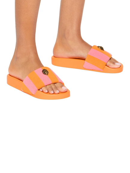 Kurt Geiger London Meena Eagle Sliders, Orange/Pink - view 2, Orange/Pink