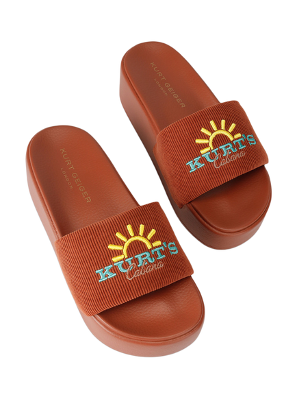 Kurt Geiger London Kurt's Cabana Meena Platform Sliders, Orange/Multi - view 2, Orange/Multi