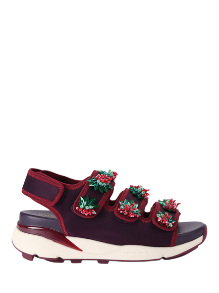 Kurt Geiger London Kurt Runner Embellsihed Flatform Sandals, Wine/Multi, Wine/Multi