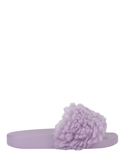 Kurt Geiger London Meena Eagle Faux Shearling Sliders, Lilac, Lilac