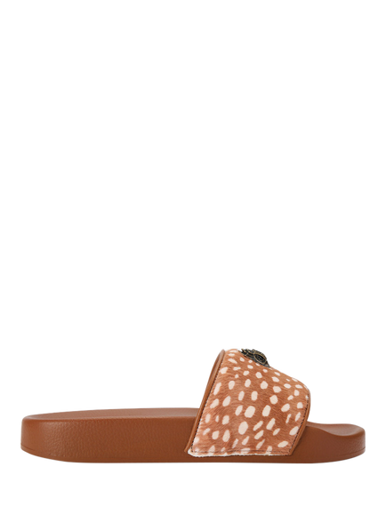 Kurt Geiger London Meena Eagle Leather Animal Print Sliders, Multi, Multi
