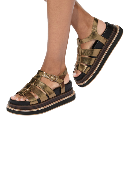 Kurt Geiger London Orson Leather Fisherman Sandals, Bronze - view 2, Bronze