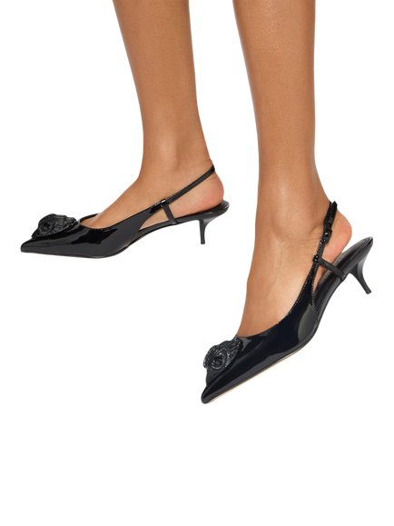 Kurt Geiger London Belsize Patent Leather Court Shoes, Black - view 2, Black