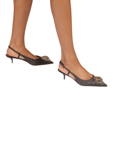 Kurt Geiger London Belsize Animal Print Court Shoes, Dark Brown - view 2, Dark Brown