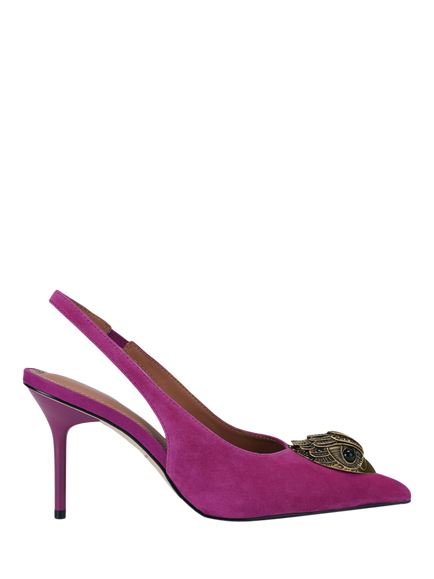 Kurt Geiger London Belsize Eagle Slingback Stiletto Heel Suede Shoes, Fuchsia, Fuchsia