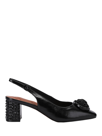 Kurt Geiger London Chelsea Eagle Embellished Slingback Heel Shoes, Black, Black