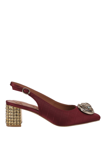 Kurt Geiger London Chelsea Embellished Block Heeled Slingback Courts, Dark Red