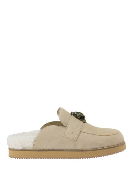 Kurt Geiger London Eagle Suede Clog Mules, Beige