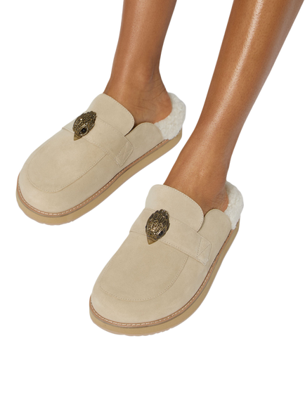 Kurt Geiger London Eagle Suede Clog Mules - view 2, Beige