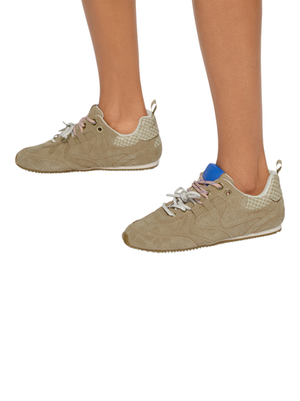 Kurt Geiger London Suede Slim Runner Trainers, Beige - view 2, Beige
