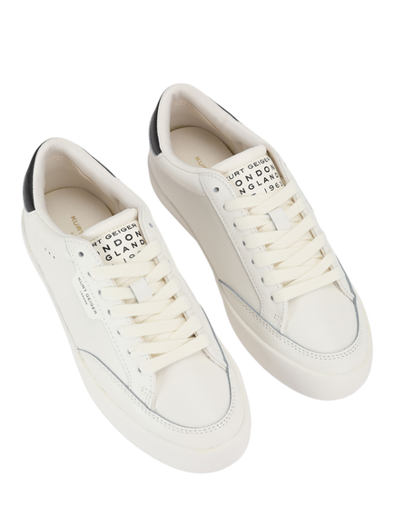 Kurt Geiger London London Leather Trainers, White/Blk - view 2, White/Blk