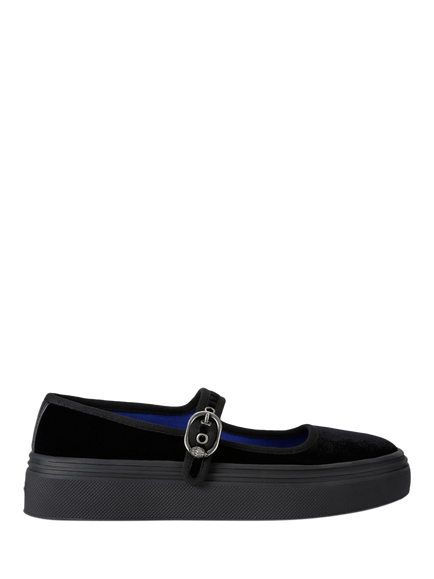 Kurt Geiger London Mayfair Velvet Mary Jane Trainers, Black