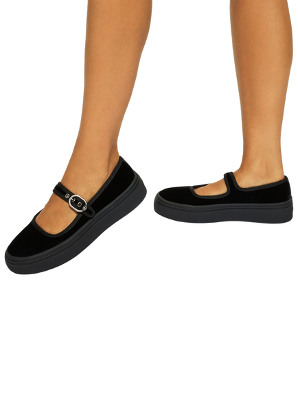 Kurt Geiger London Mayfair Velvet Mary Jane Trainers - view 2, Black