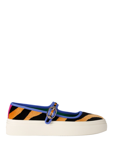 Kurt Geiger London Mayfair Velvet Mary Jane Trainers, Orange, Orange