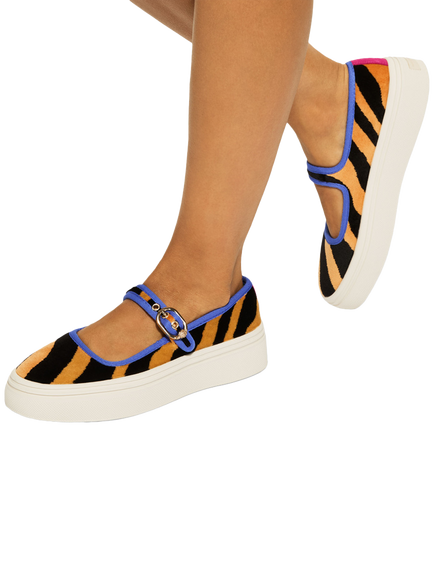 Kurt Geiger London Mayfair Velvet Mary Jane Trainers, Orange - view 2, Orange