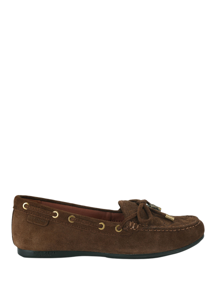 Kurt Geiger London Suede Moccasins with Marcasite Embellishment, Brown, Brown