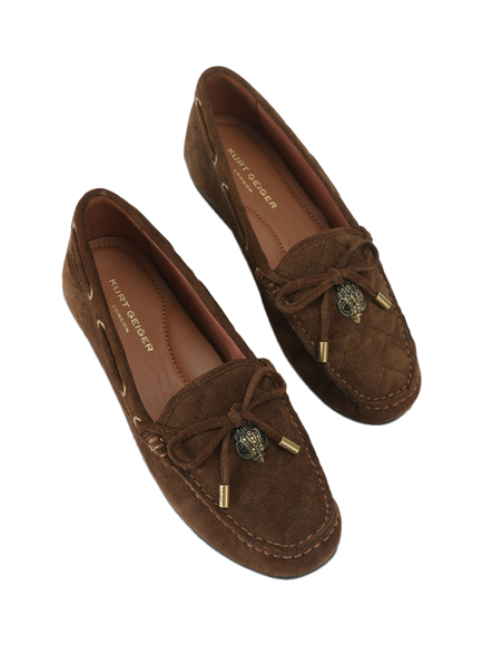 Kurt Geiger London Suede Moccasins with Marcasite Embellishment, Brown - view 2, Brown