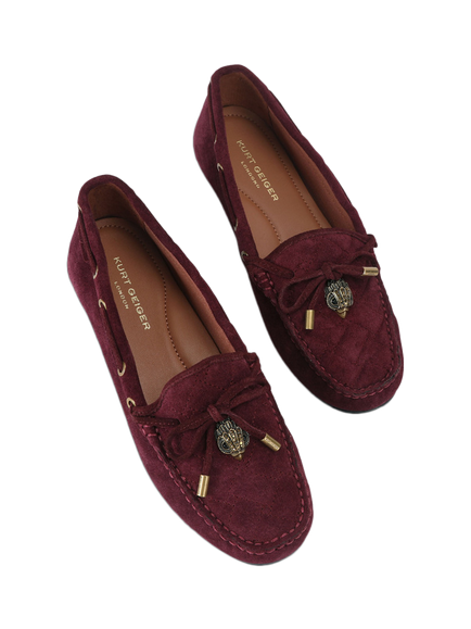 Kurt Geiger London Eagle Suede Moccasins, Wine - view 2, Wine