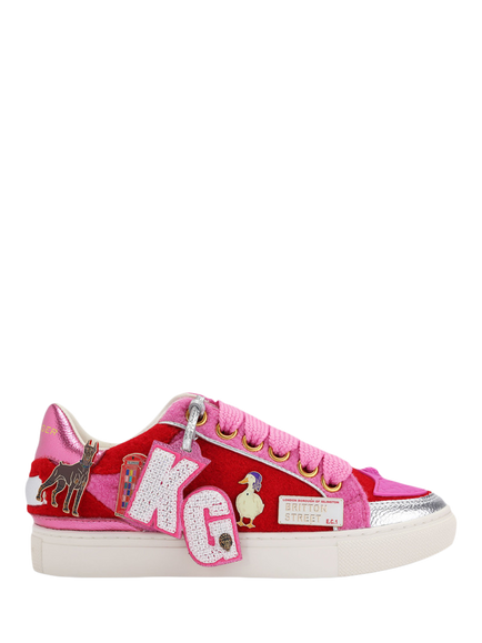Kurt Geiger London Southbank Tag Slim Charm Trainers, Red/Multi, Red/Multi