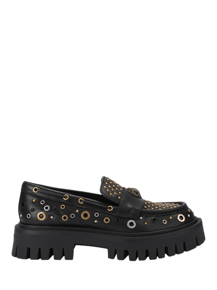 Kurt Geiger London Studded Chunky Leather Loafers, Black, Black