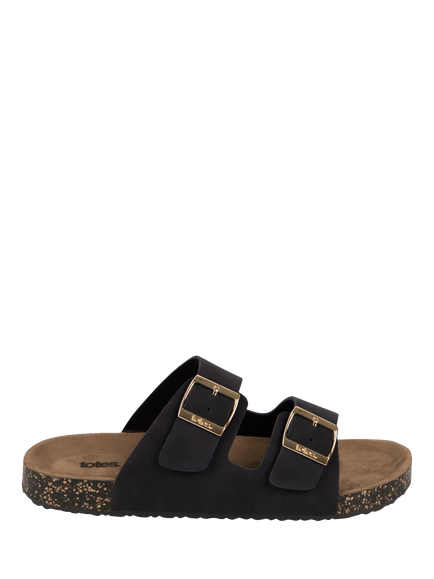 totes Double Buckle Slider Sandals, Black