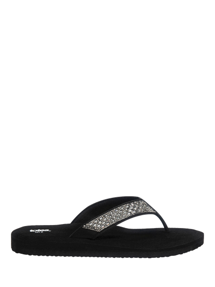 totes Beaded Wedge Flip Flops, Black, Black