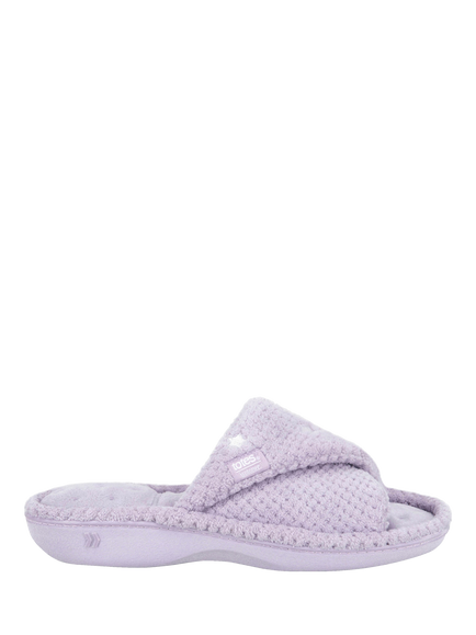 totes Isotoner Popcorn Turnover Open Toe Slippers, Lilac, Lilac
