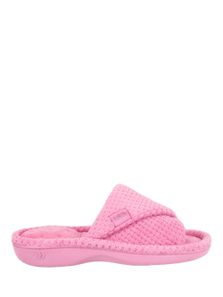 totes Isotoner Popcorn Turnover Open Toe Slippers, Pink, Pink