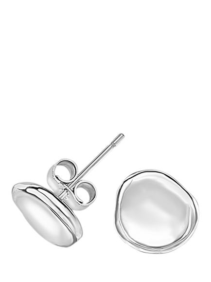 Dower & Hall Sterling Silver Pebble Stud Earrings, Silver