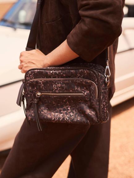 Mint Velvet Print Crossbody Bag, Brown/Multi - view 2, Brown/Multi