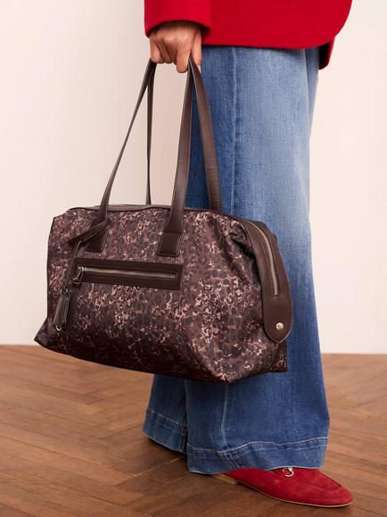 Mint Velvet Print Weekender Bag, Brown/Multi - view 2, Brown/Multi