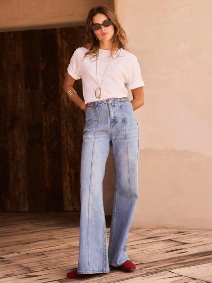 Mint Velvet Mid Rise Flared Jeans, Blue, Blue