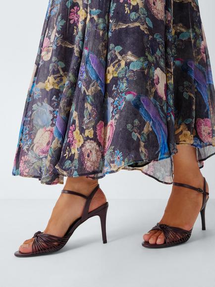 John Lewis x RIXO Imani Leather Open Toe Strappy Stiletto Sandals, Aubergine - view 2, Aubergine