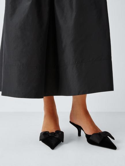 John Lewis x RIXO Nyra Velvet Open Back Bow Court Shoes, Black - view 2, Black