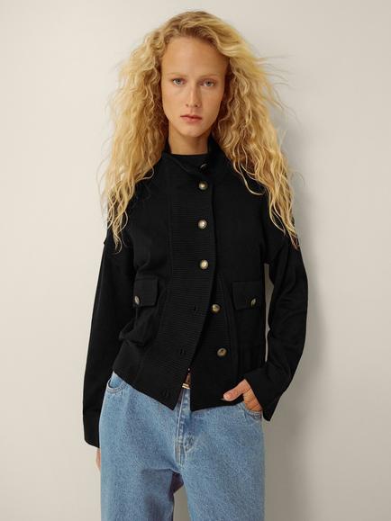 Monsoon Naya Medium Knit Bomber Cardigan containing LENZING™ ECOVERO™ Viscose, Black, Black
