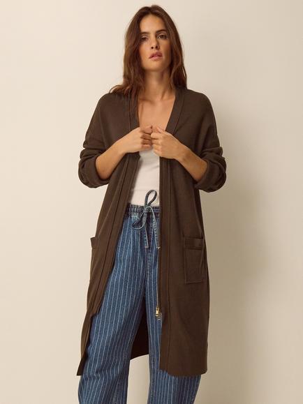 Monsoon Zuri Zip Through Coatigan, Chocolate, Chocolate