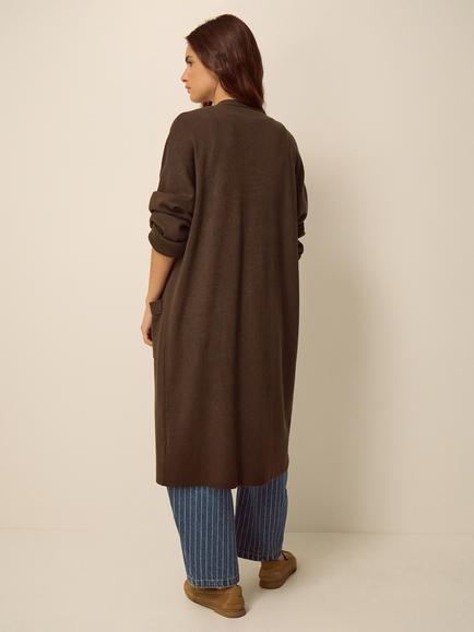 Monsoon Zuri Zip Through Coatigan, Chocolate - view 2, Chocolate