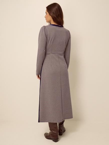 Monsoon Claude Check Dress, Brown - view 2, Brown