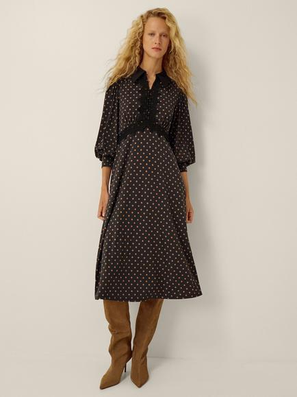 Monsoon Sally Spot Jersey Dress, Black, Black