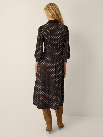 Monsoon Sally Spot Jersey Dress, Black - view 2, Black
