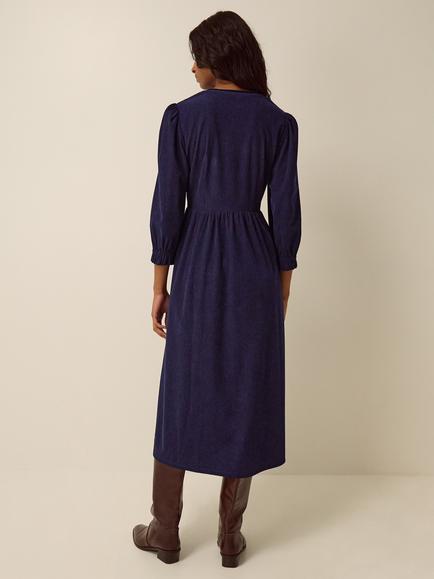 Monsoon Sara Stretch Corduroy Dress, Midnight - view 2, Midnight