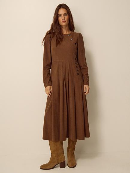 Monsoon Silvia Corduroy Dress, Tan, Tan