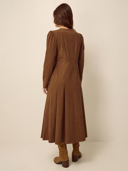 Monsoon Silvia Corduroy Dress, Tan - view 2, Tan