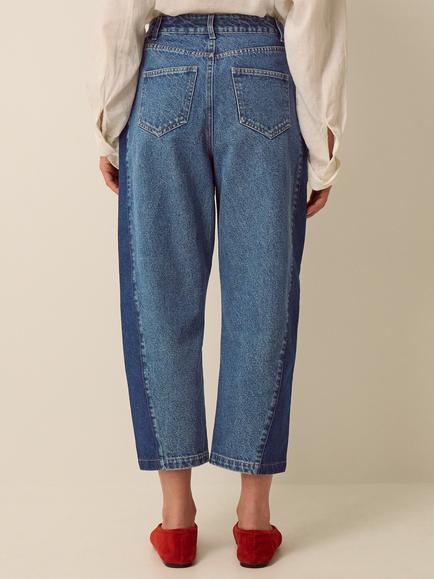 Monsoon Natalie Barrel Leg Jeans, Mid Authentic Blue - view 2, Mid Authentic Blue
