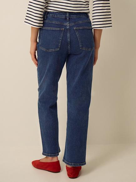 Monsoon Soph Straight Leg Jeans, Mid Authentic Blue - view 2, Mid Authentic Blue