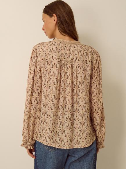 Monsoon Clementine Long Sleeve Printed Top, Ivory - view 2, Ivory